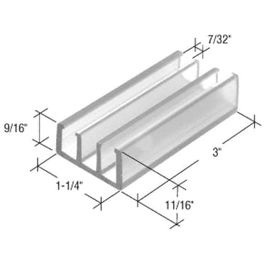 1-9/16" Wide Tub Enclosure Sliding Door Bottom Guide 1-9/16" Wide Tub Enclosure Sliding Door Bottom Guide
